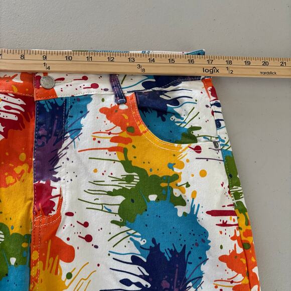 Men's Size 36 Colorful Paint Splatter Splash Abstract Streetwear Hip Pants Jeans - Picture 4 of 9